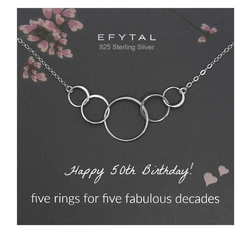 Sterling Silver Five Rings Necklace